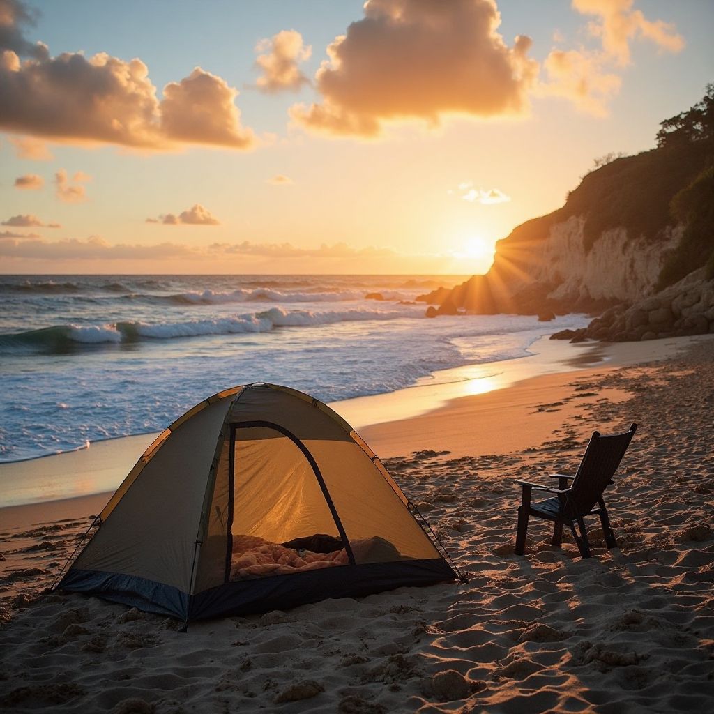 Coastal camping setup